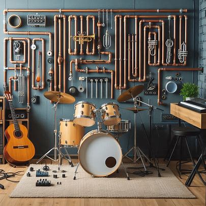 plumbing pipes featured as instruments